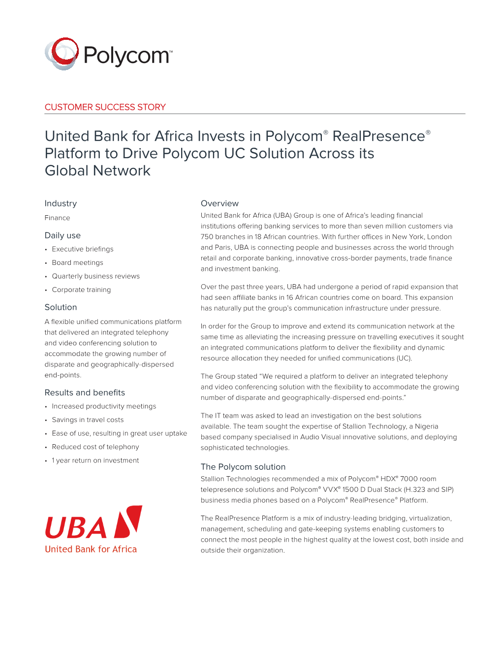 United Bank of Africa Customer Success Story