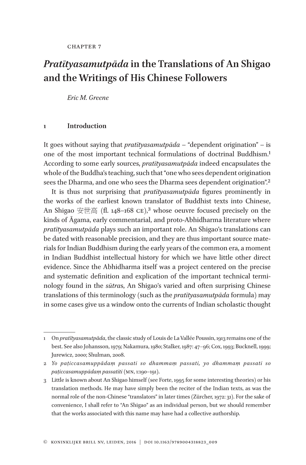 Pratītyasamutpāda in the Translations of an Shigao and the Writings of His Chinese Followers