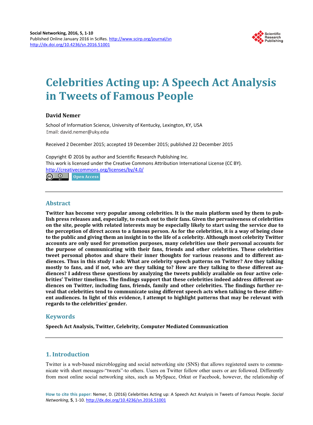 Celebrities Acting Up: a Speech Act Analysis in Tweets of Famous People