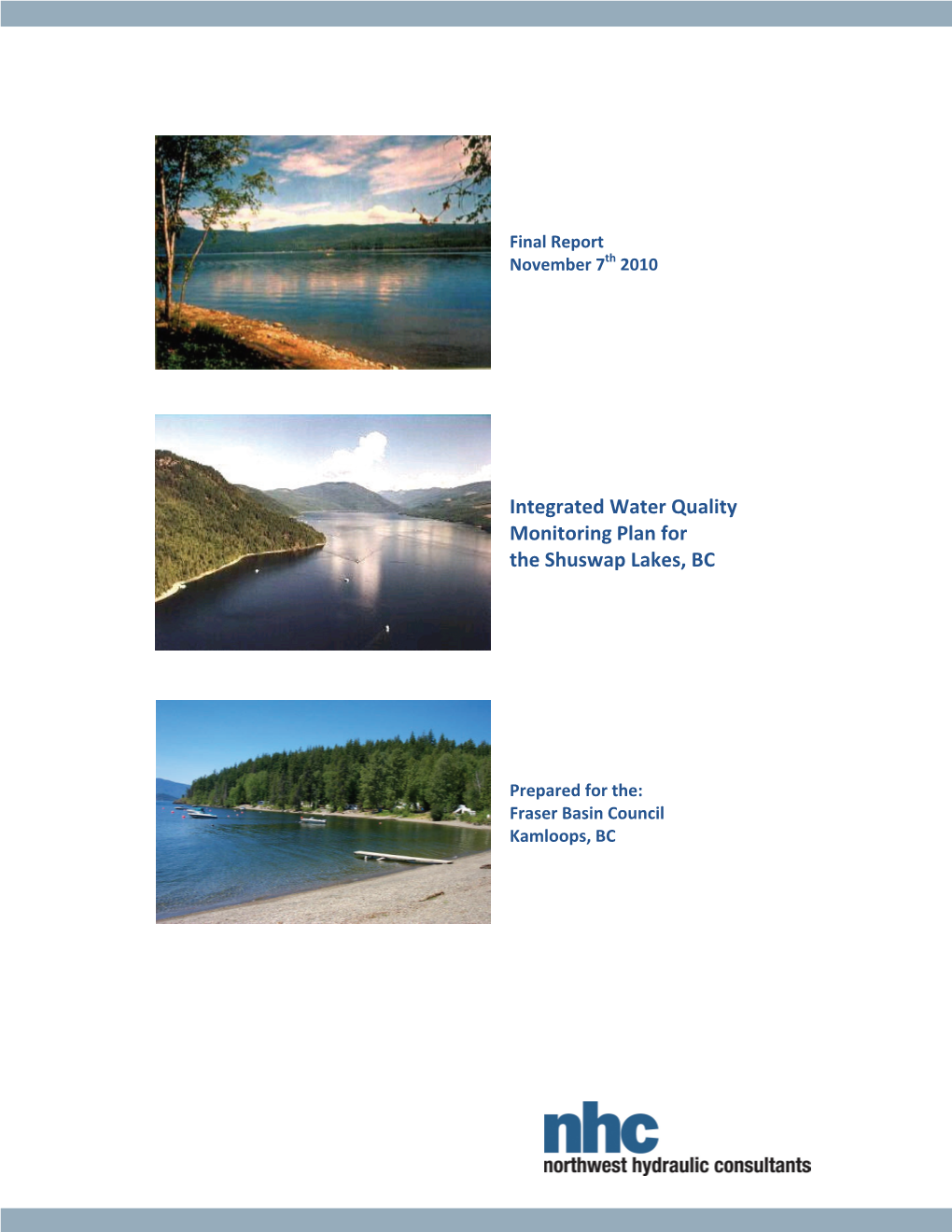 Integrated Water Quality Monitoring Plan for the Shuswap Lakes, BC