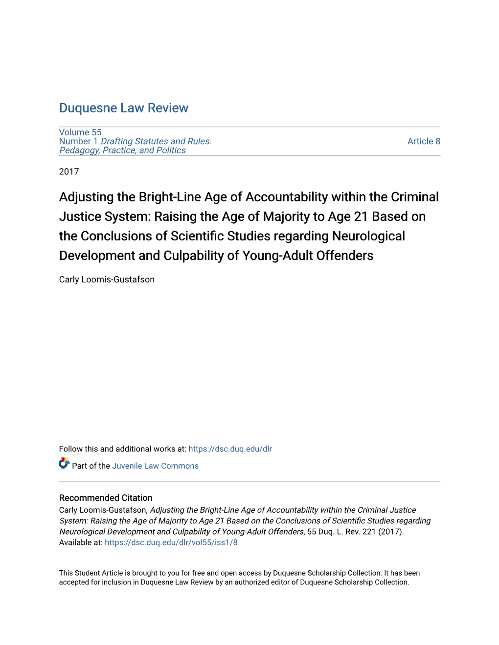 Adjusting the Bright-Line Age of Accountability Within the Criminal