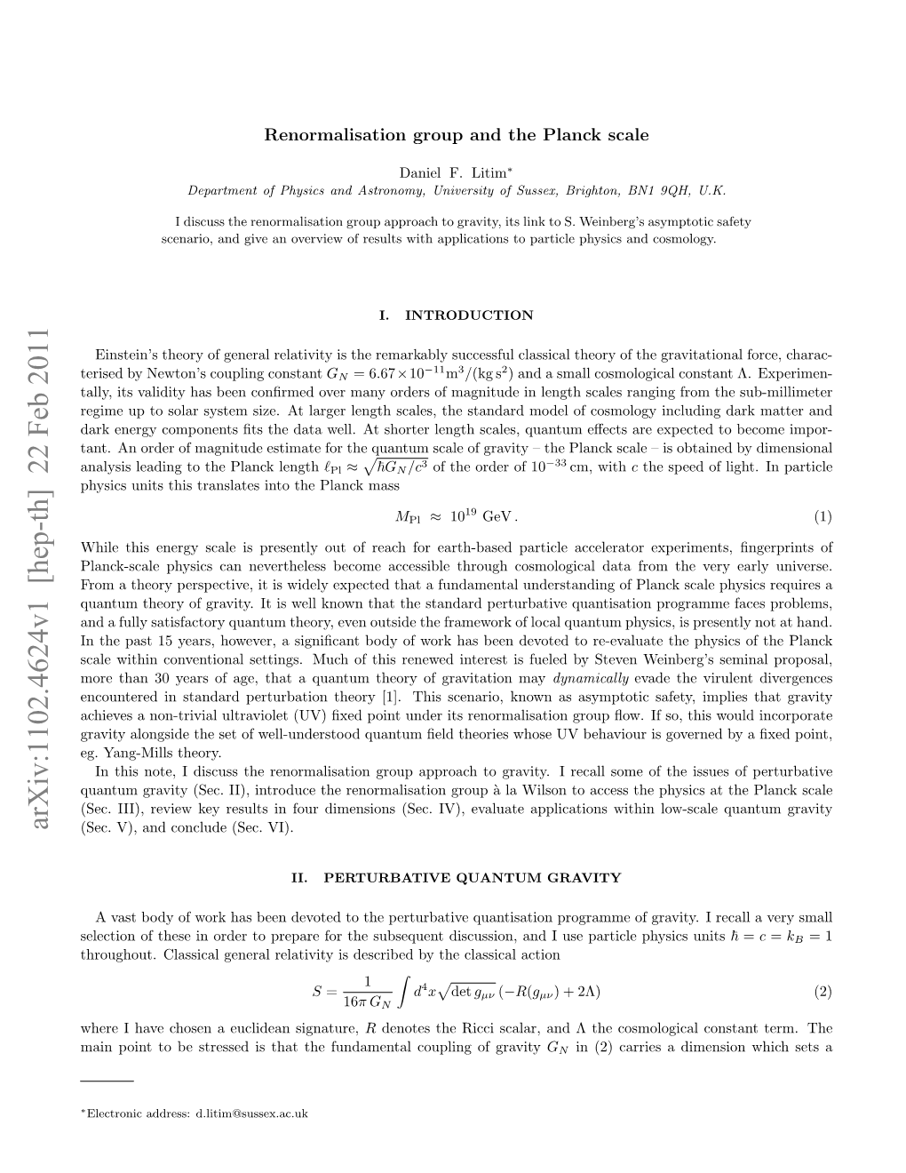 Arxiv:1102.4624V1 [Hep-Th] 22 Feb 2011 (Sec