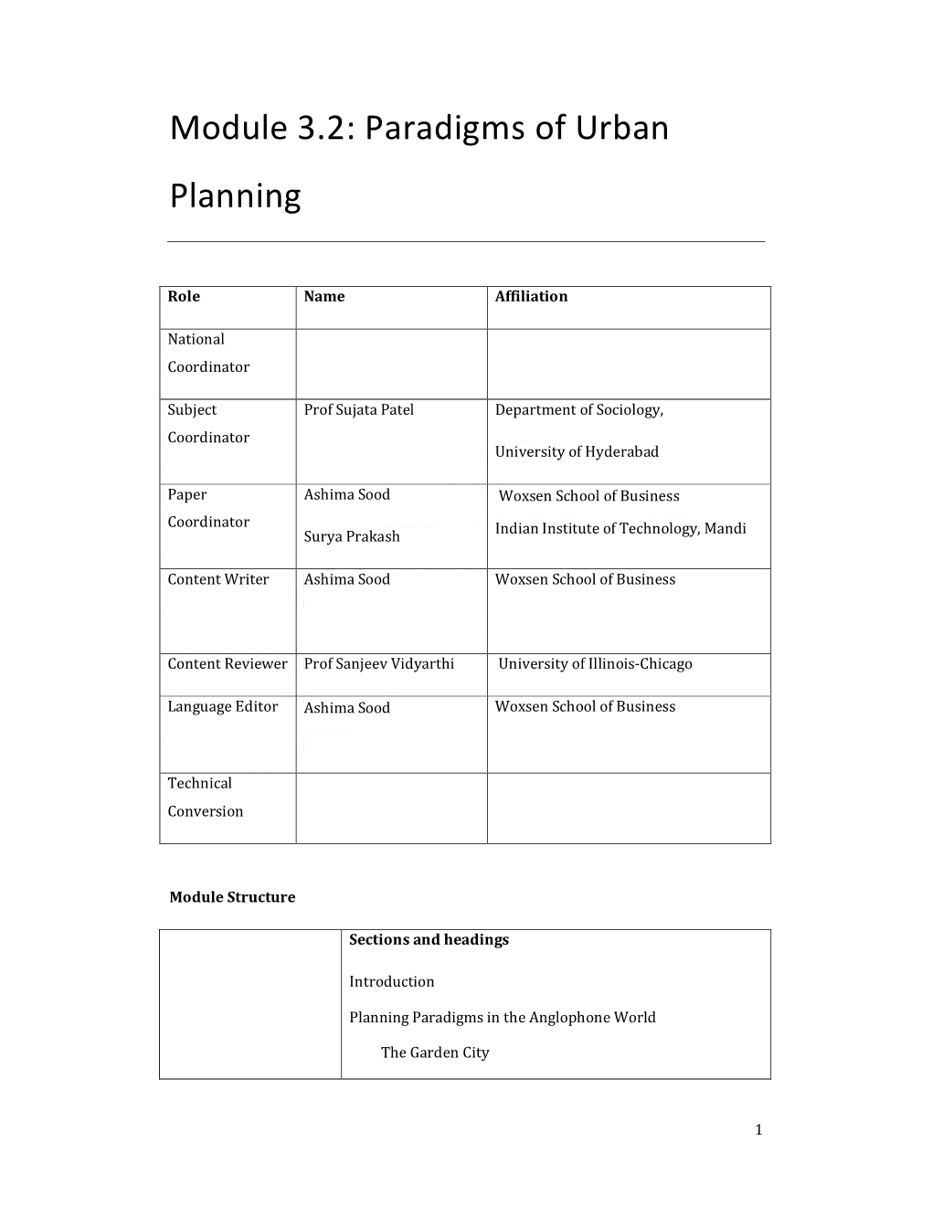 Module 3.2: Paradigms of Urban Planning