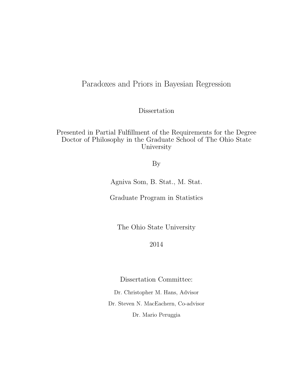 Paradoxes and Priors in Bayesian Regression