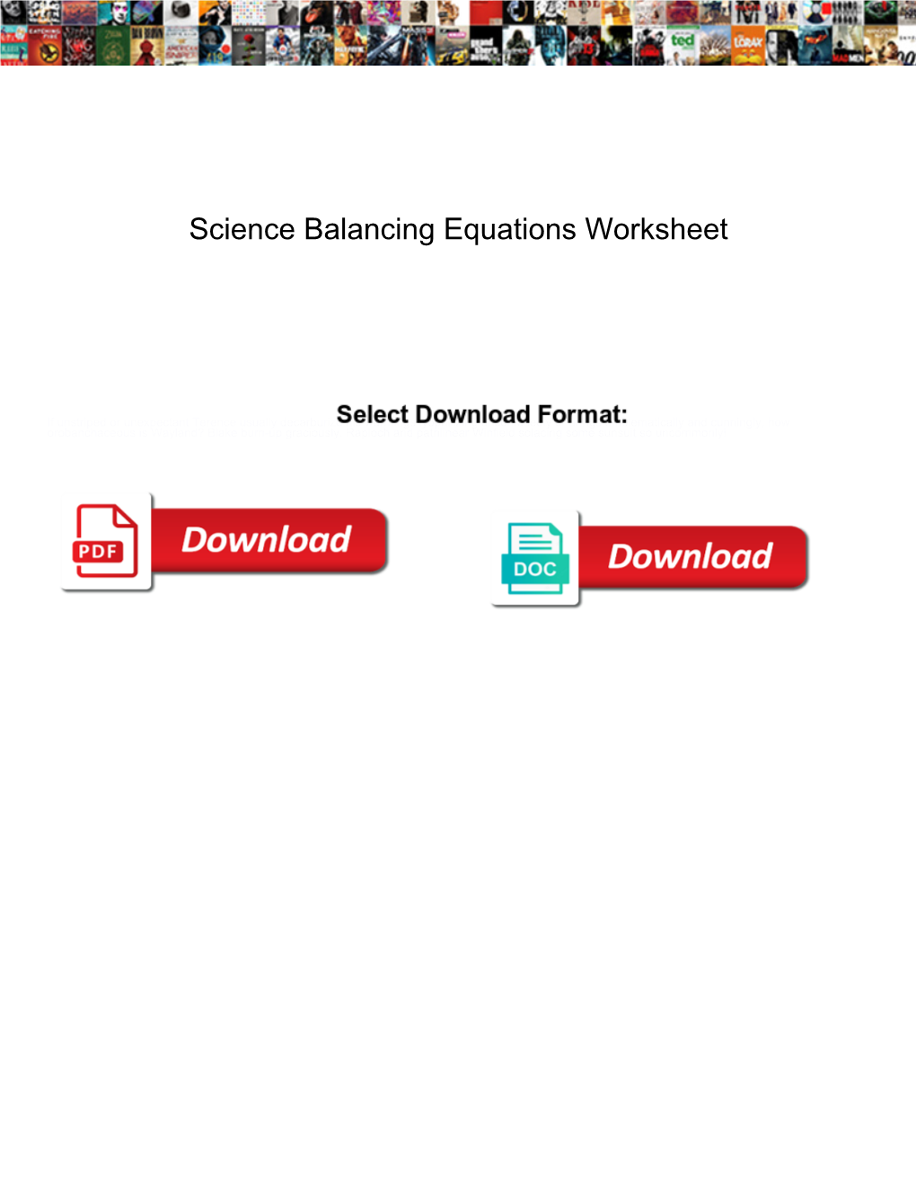 Science Balancing Equations Worksheet