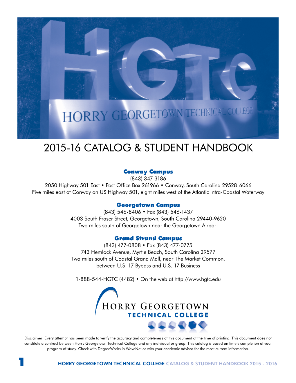 2015-2016 Catalog & Student Handbook