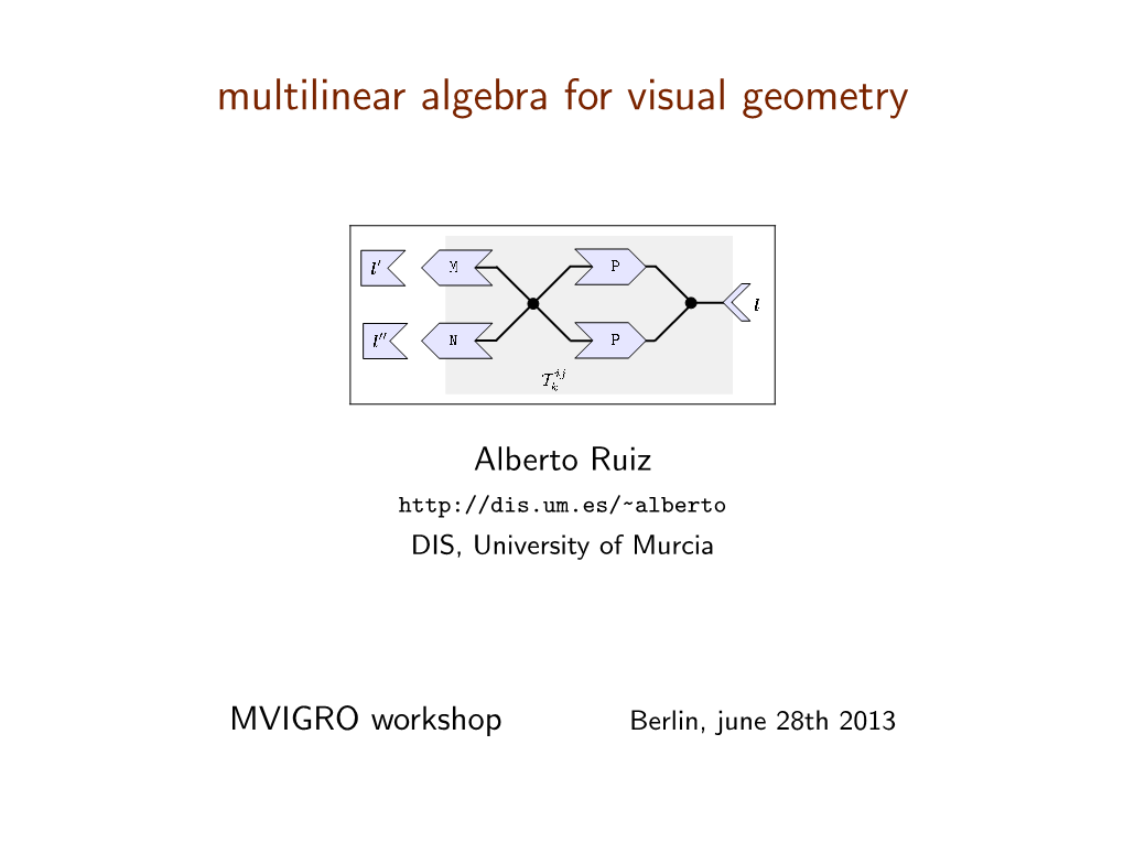 Multilinear Algebra for Visual Geometry