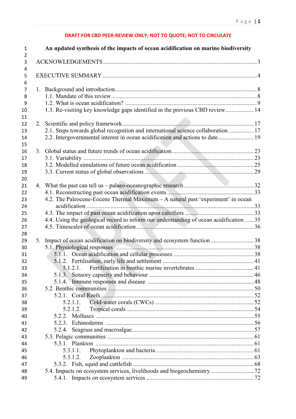 An Updated Synthesis of the Impacts of Ocean Acidification on Marine Biodiversity 2 3 ACKNOWLEDGEMENTS