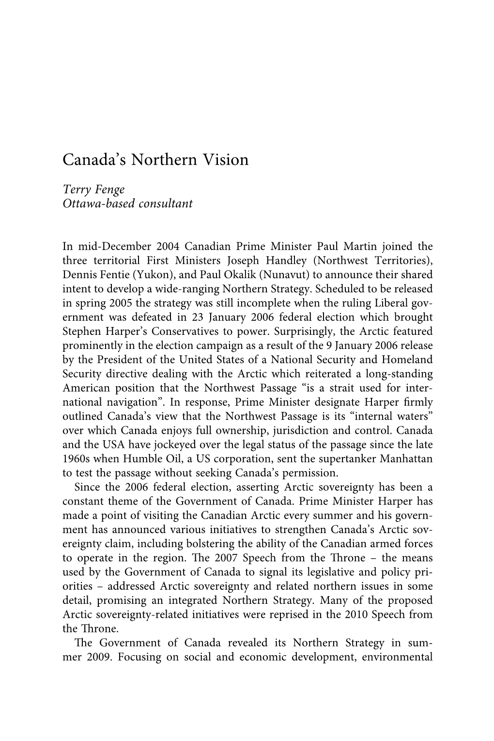 Canada's Northern Vision