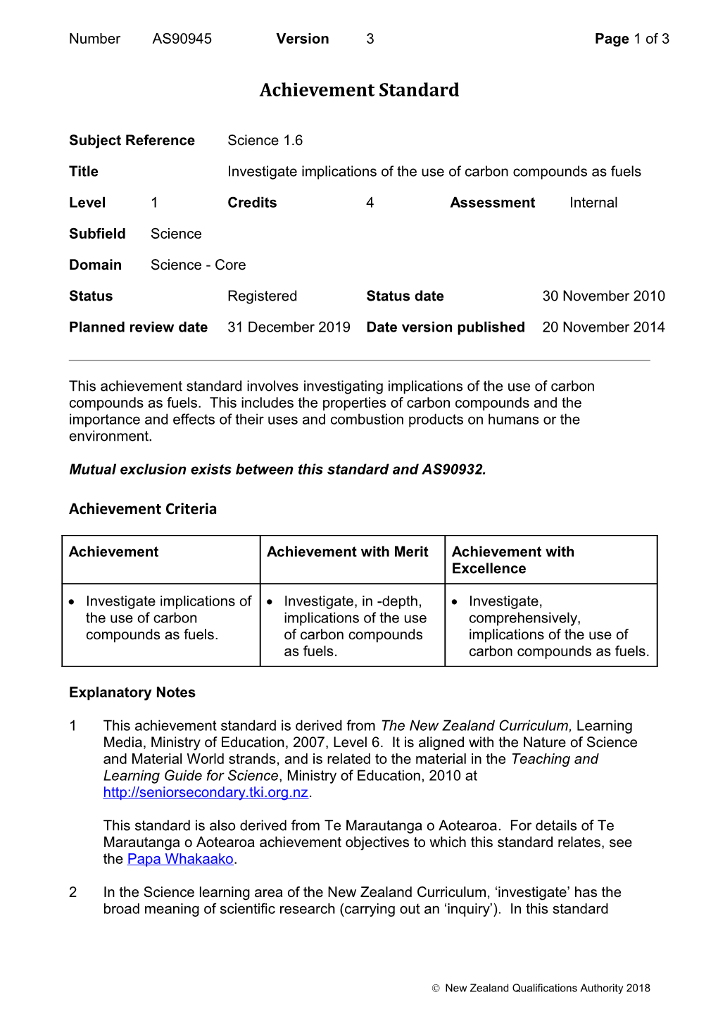 90945 Investigate Implications of the Use of Carbon Compounds As Fuels