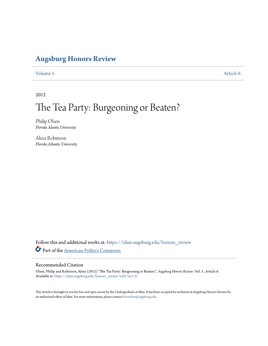 The Tea Party: Burgeoning Or Beaten?