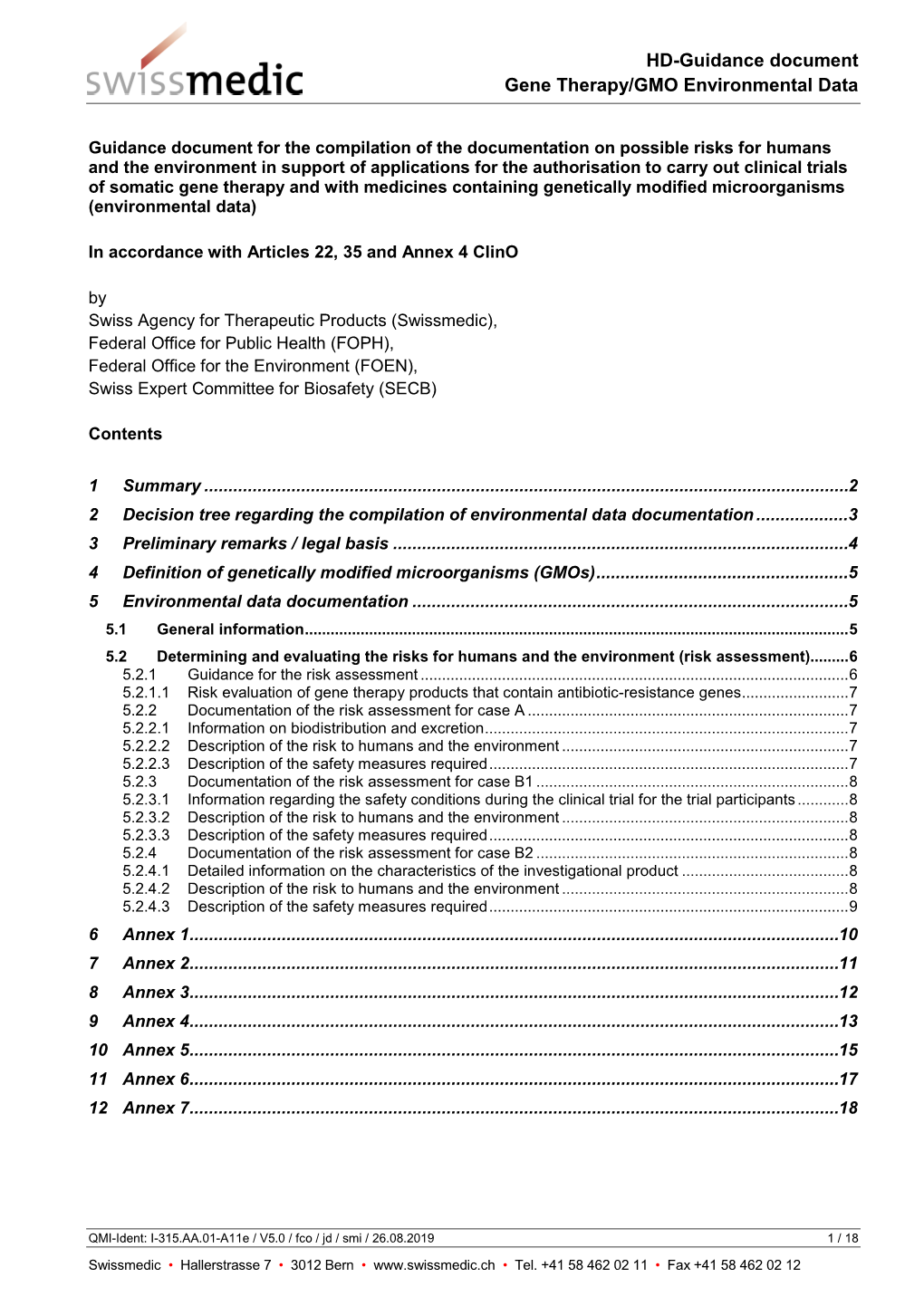 HD-Guidance Document Gene Therapy/GMO Environmental Data