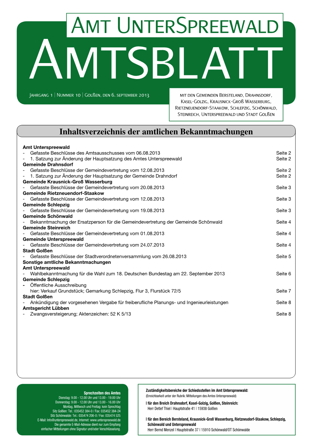 Amtsblatt Jahrgang 1 | Nummer 10 | Golßen, Den 6