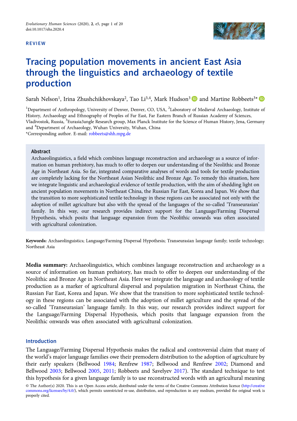 Tracing Population Movements in Ancient East Asia Through the Linguistics and Archaeology of Textile Production