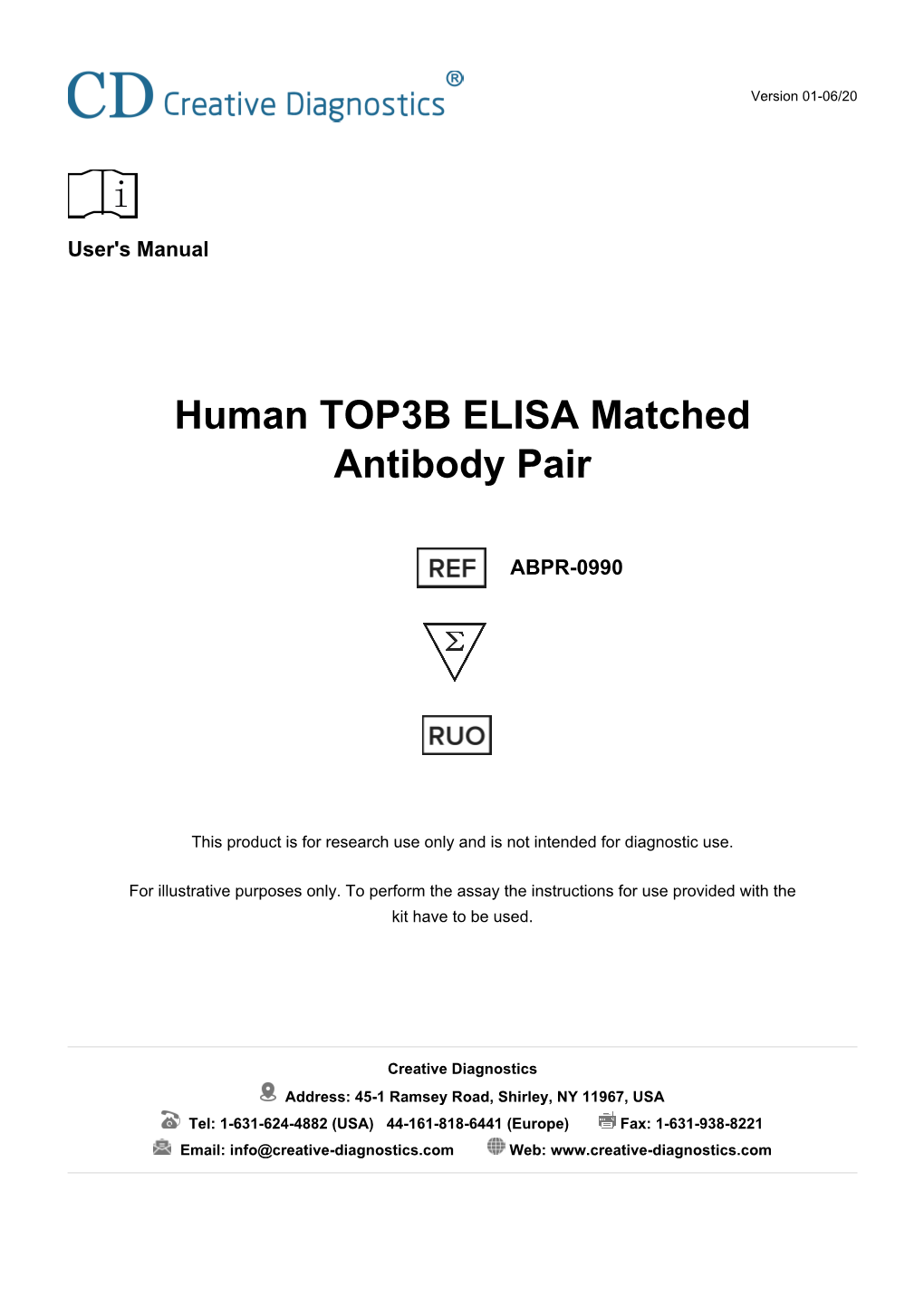 Human TOP3B ELISA Matched Antibody Pair