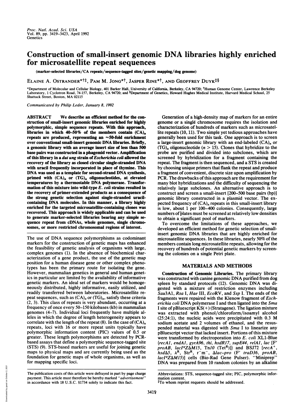 Construction of Small-Insert Genomic DNA Libraries Highly Enriched