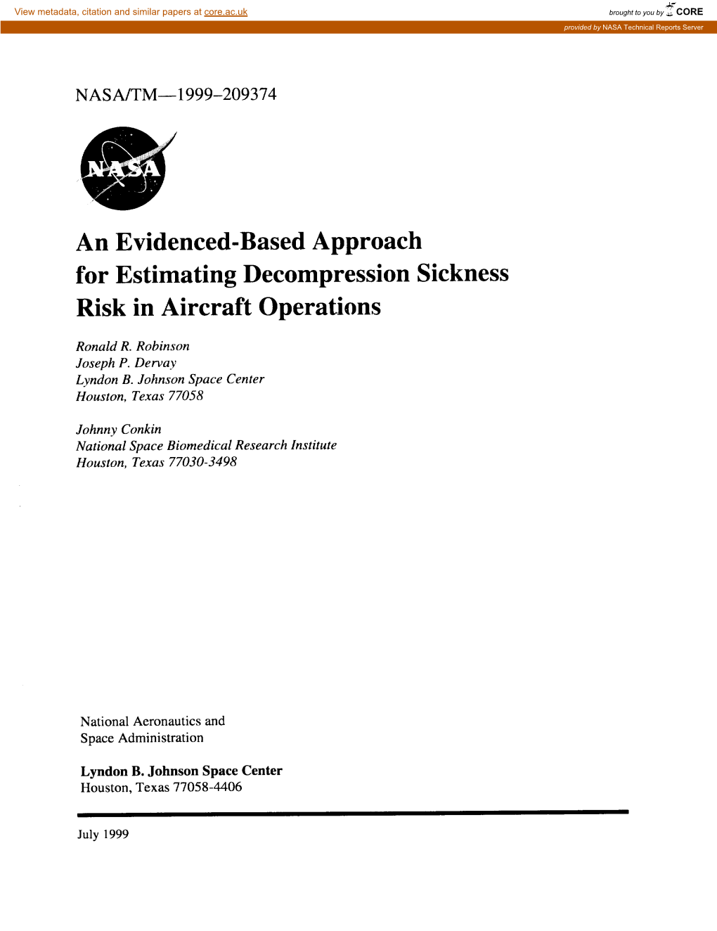 An Evidenced-Based Approach for Estimating Decompression Sickness Risk in Aircraft Operations