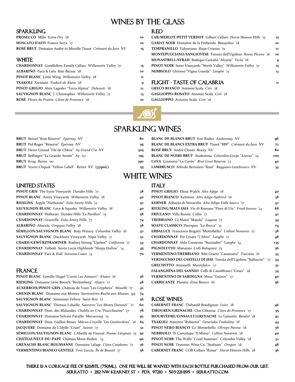 White Wines WINES by the GLASS Sparkling Wines