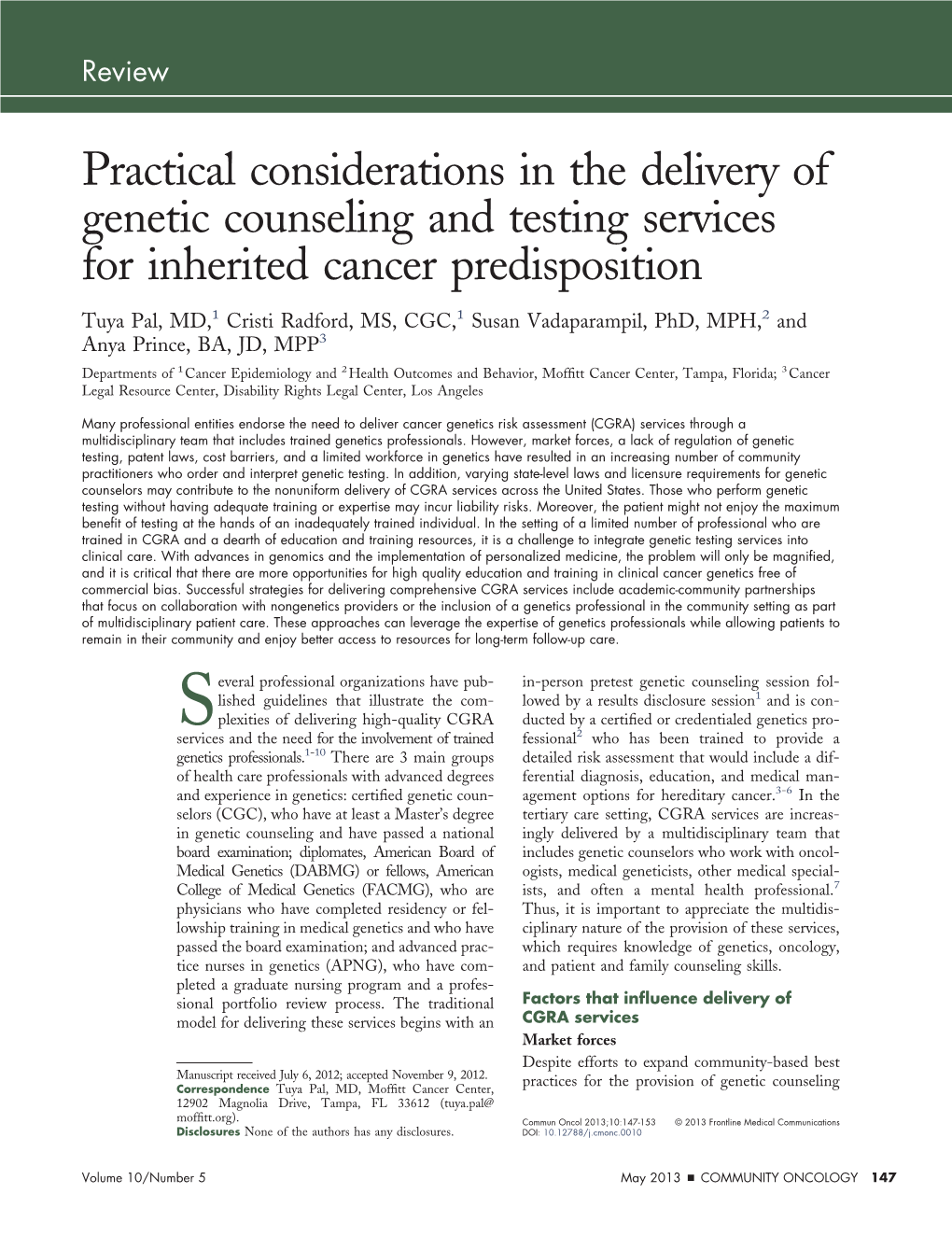 Practical Considerations in the Delivery of Genetic Counseling and Testing