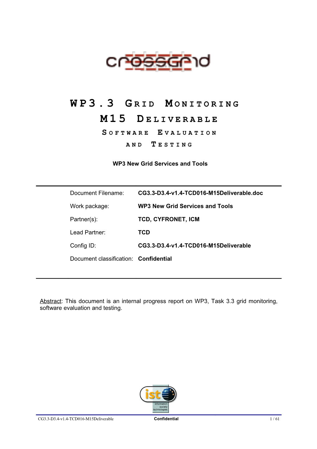 Task 3.3 Grid Monitoring M15 Deliverable