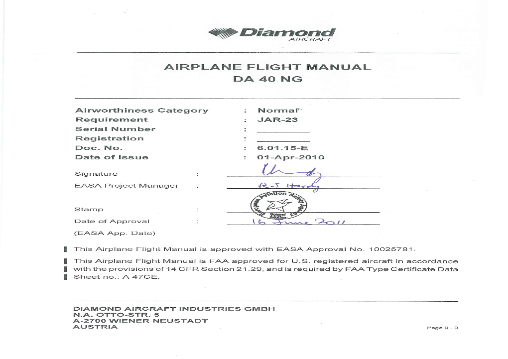 DA 40 NG AFM Introduction Page 0