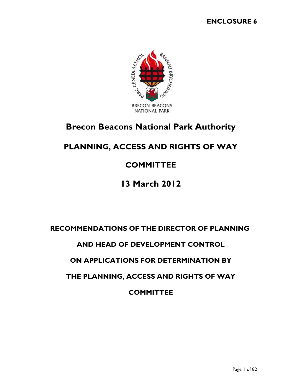 Brecon Beacons National Park Authority PLANNING, ACCESS