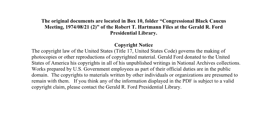 Congressional Black Caucus Meeting, 1974/08/21 (2)” of the Robert T