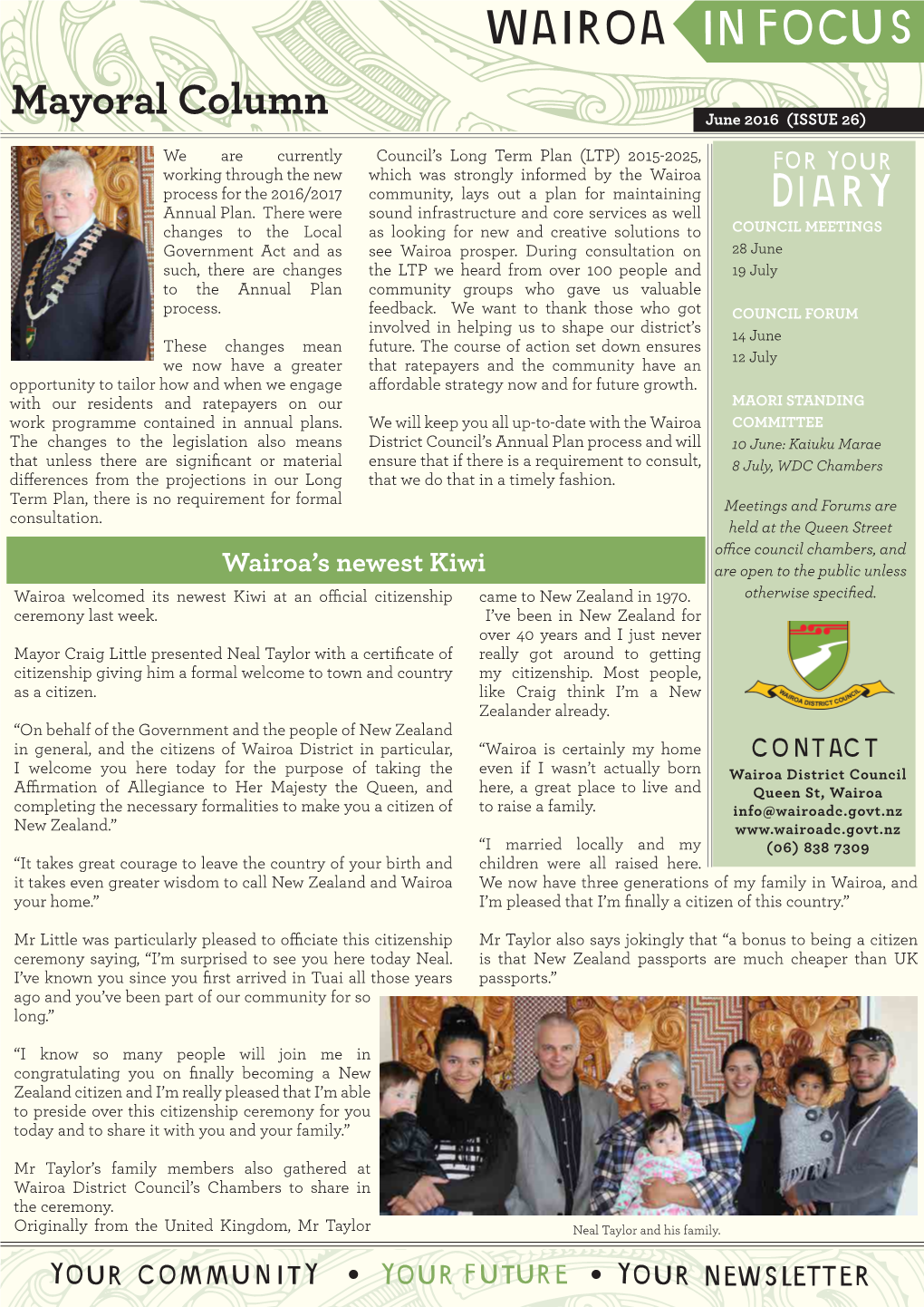 Mayoral Column June 2016 (ISSUE 26)