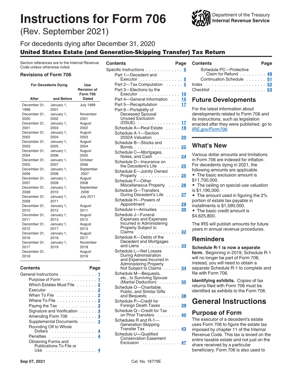 Instructions for Form 706 (Rev. September 2020)