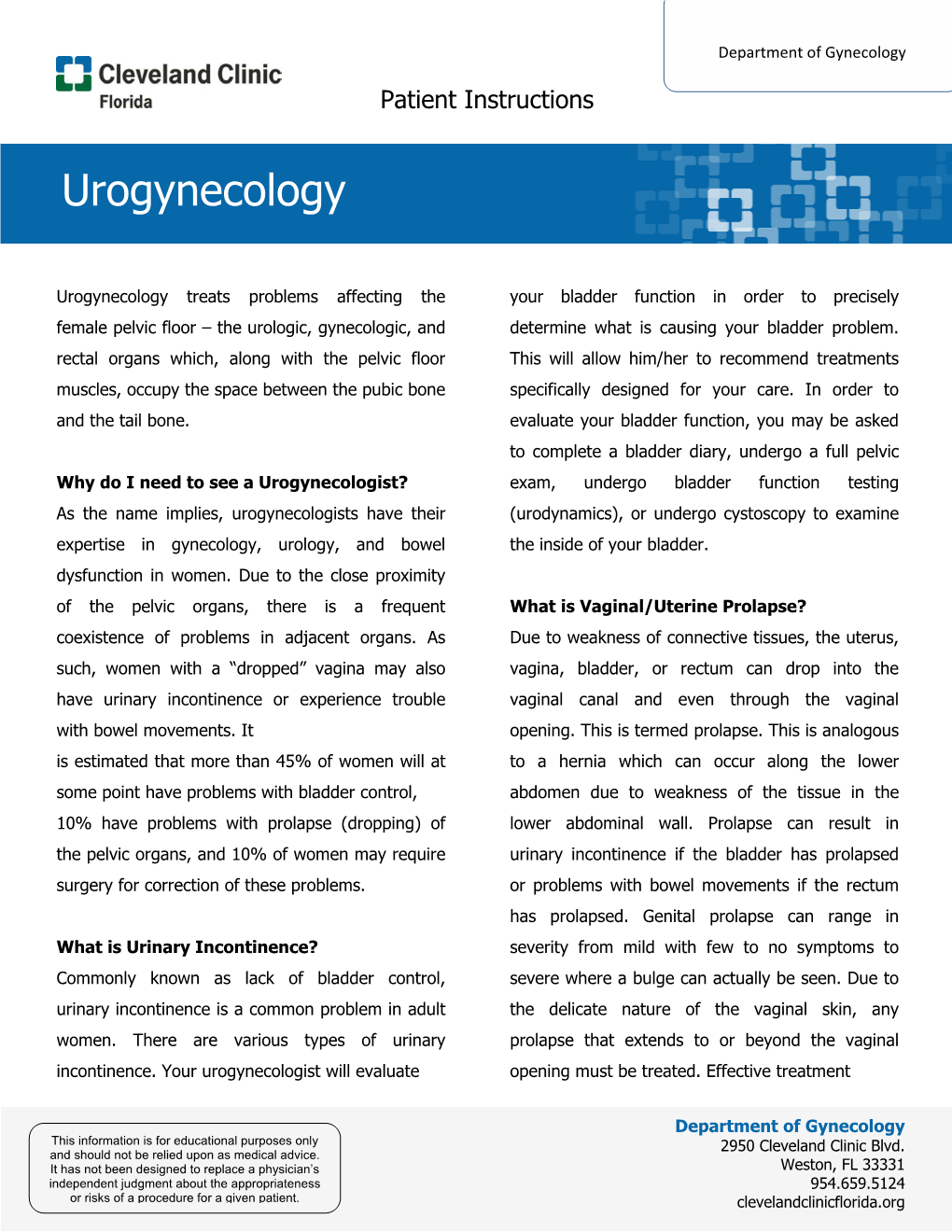 Urogynecology