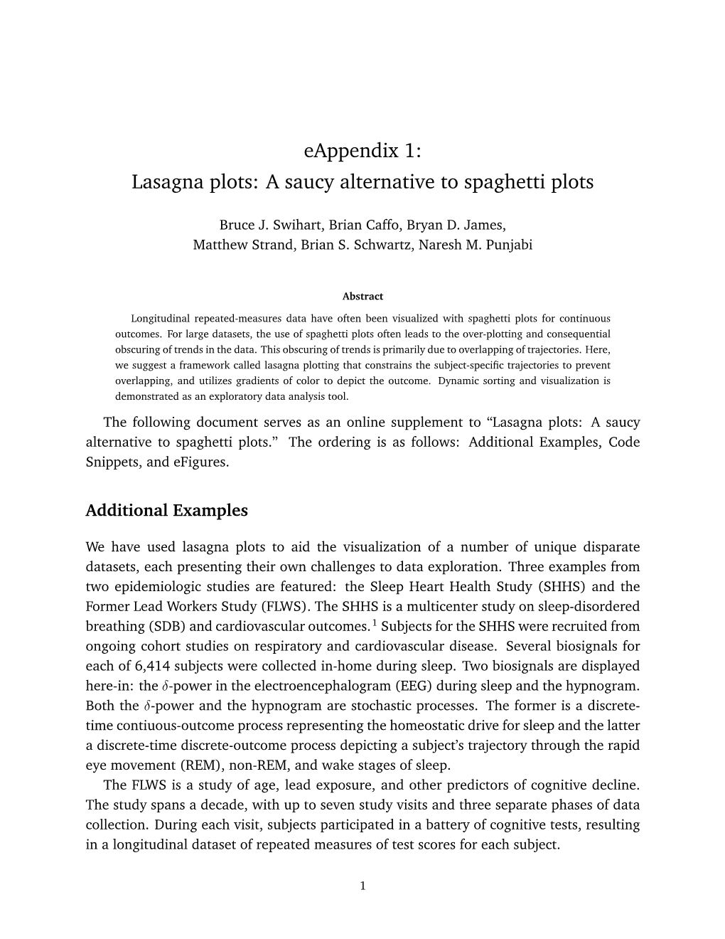 Eappendix 1: Lasagna Plots: a Saucy Alternative to Spaghetti Plots