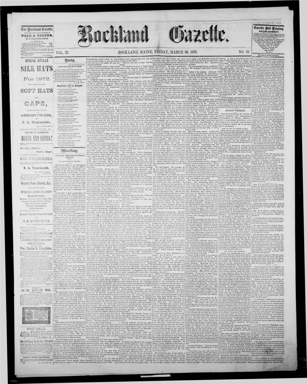 Rockland Gazette : March 29, 1872