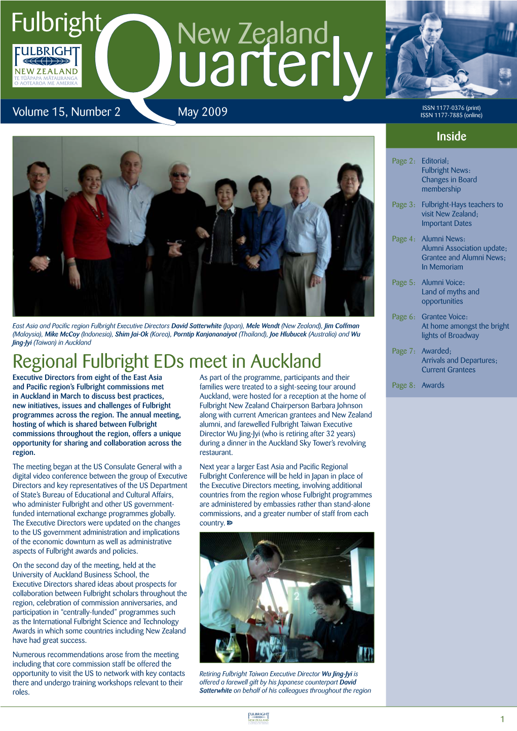 Fulbright New Zealand Quarterly, May 2009