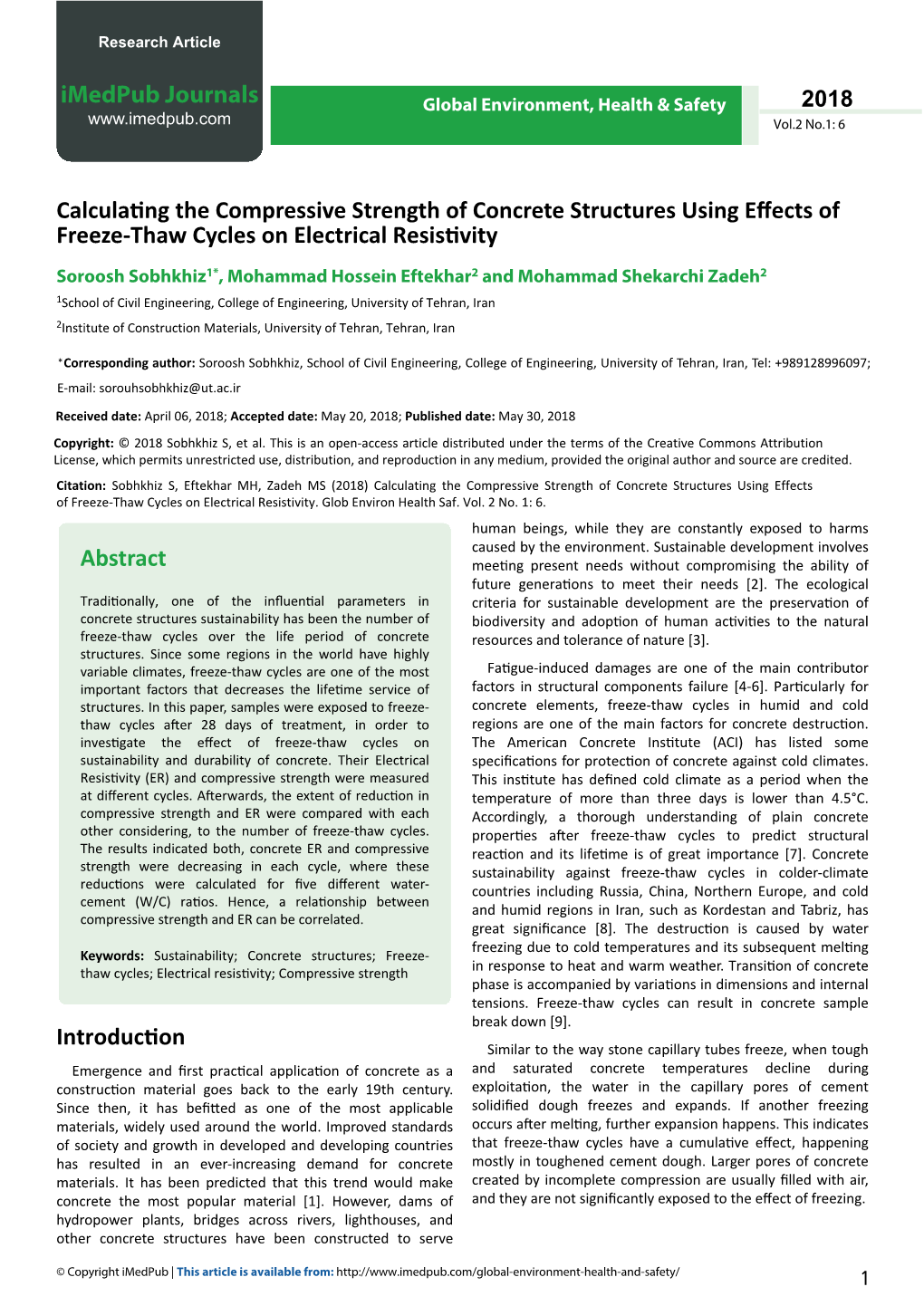 Calculating the Compressive Strength of Concrete Structures Using Effects of Freeze-Thaw Cycles on Electrical Resistivity