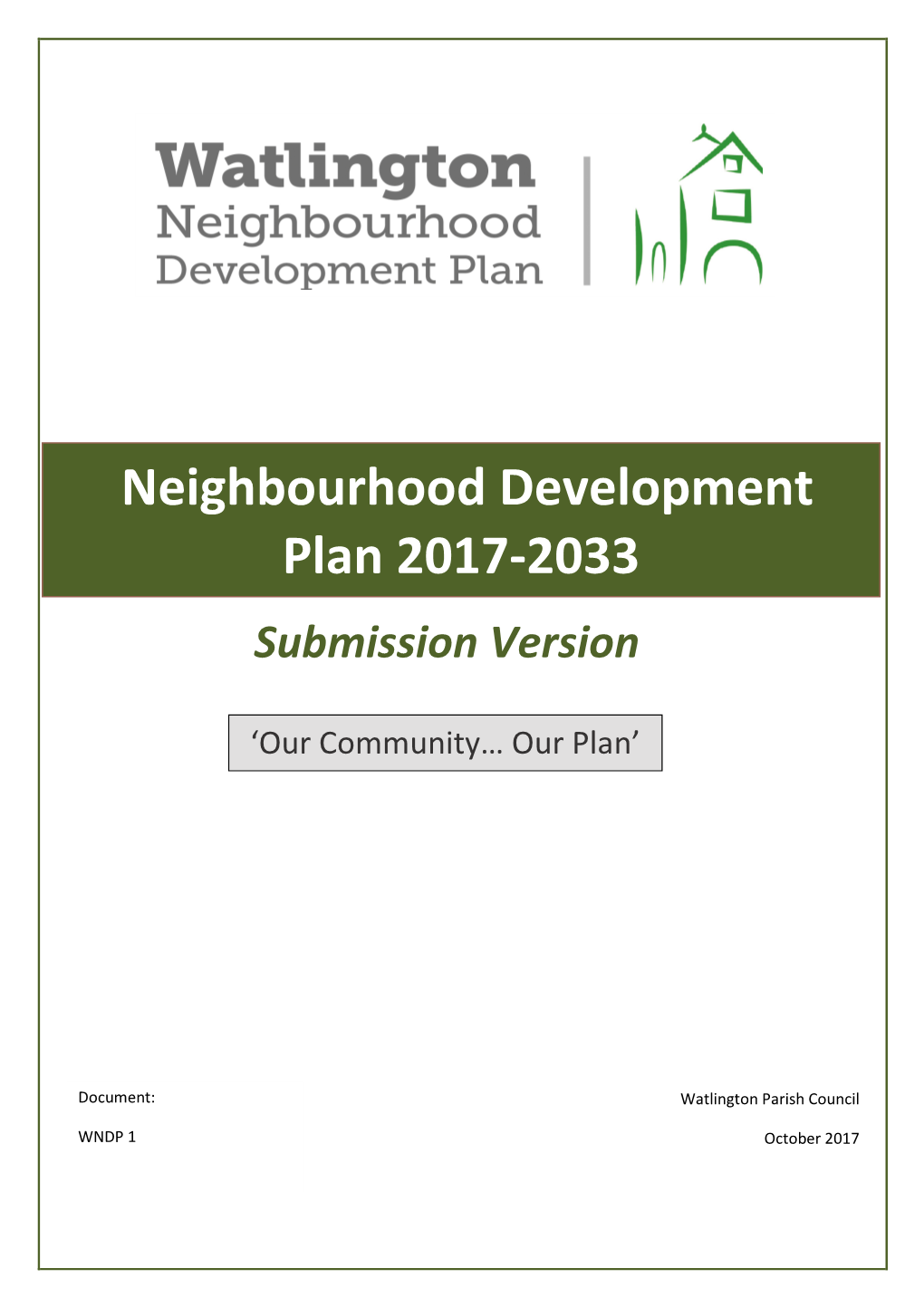 Neighbourhood Development Plan 2017-2033 Submission Version