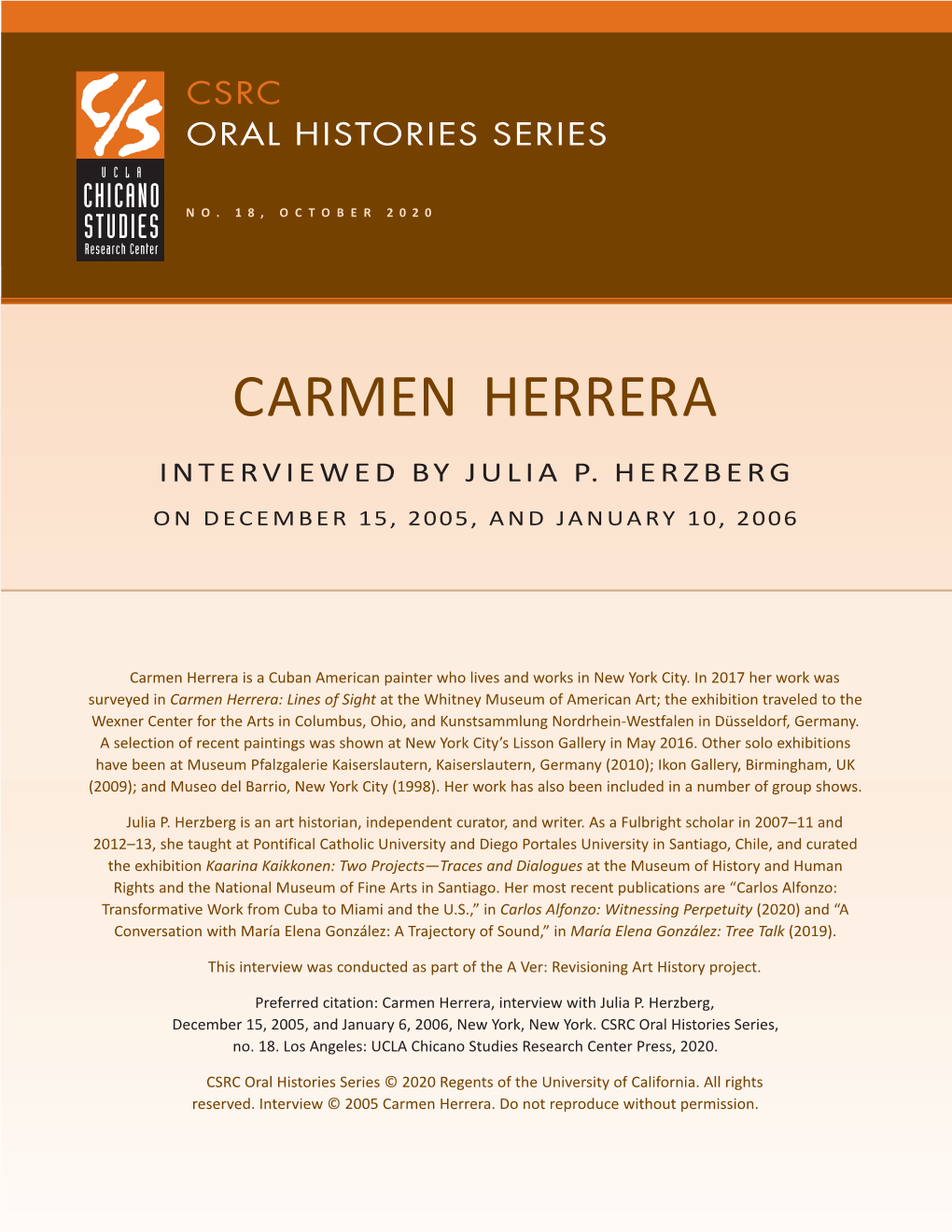 Carmen Herrera Interviewed by Julia P