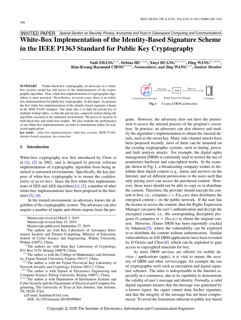 White-Box Implementation of the Identity-Based Signature Scheme in the IEEE P1363 Standard for Public Key Cryptography