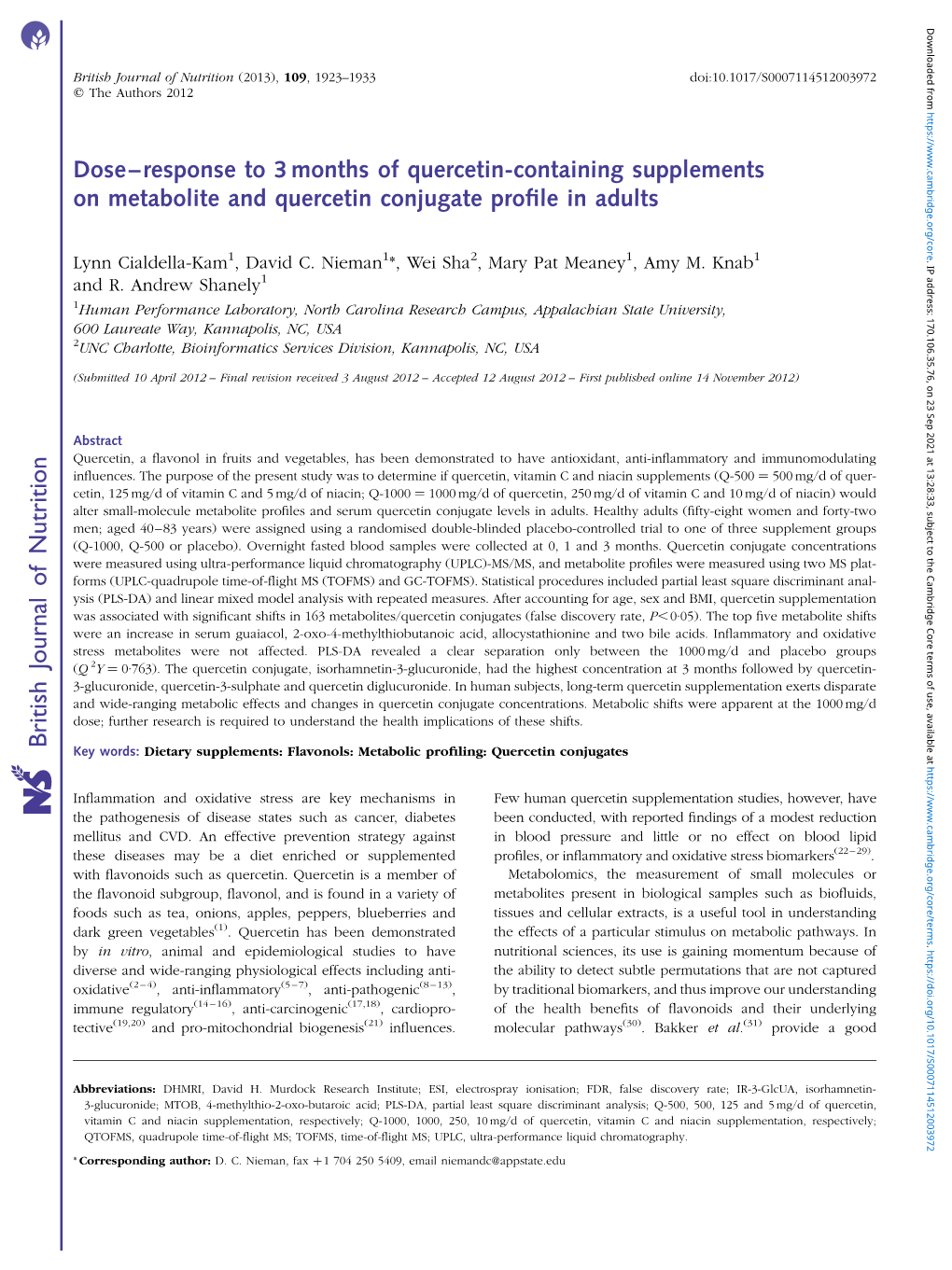 British Journal of Nutrition (2013), 109, 1923–1933 Doi:10.1017/S0007114512003972 Q the Authors 2012