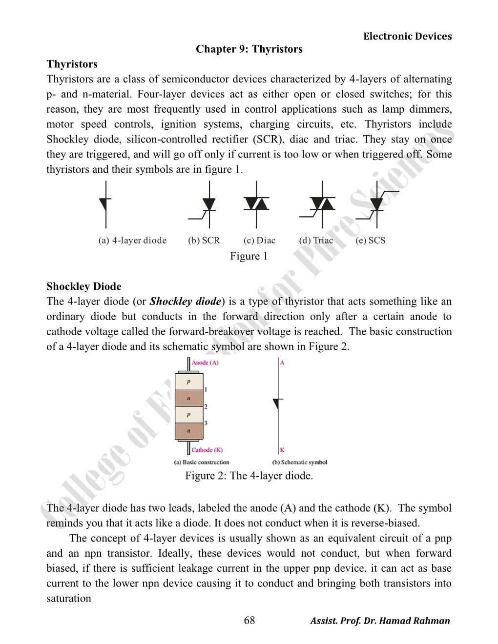 68 Chapter 9: Thyristors Thyristors Thyristors Are a Class Of