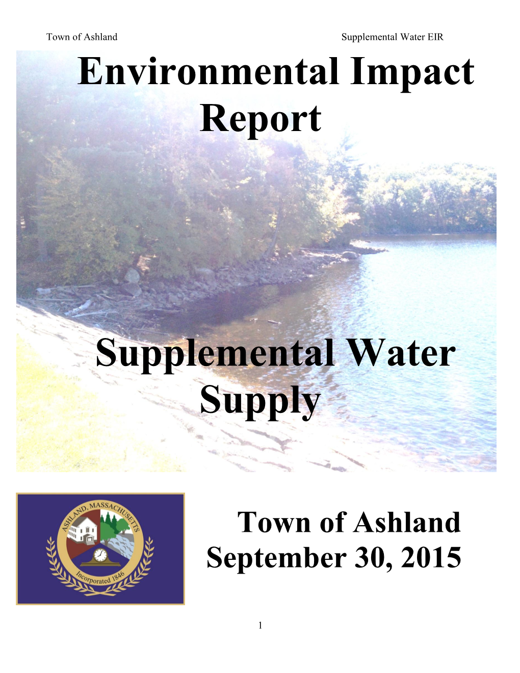 Environmental Impact Report Supplemental Water Supply