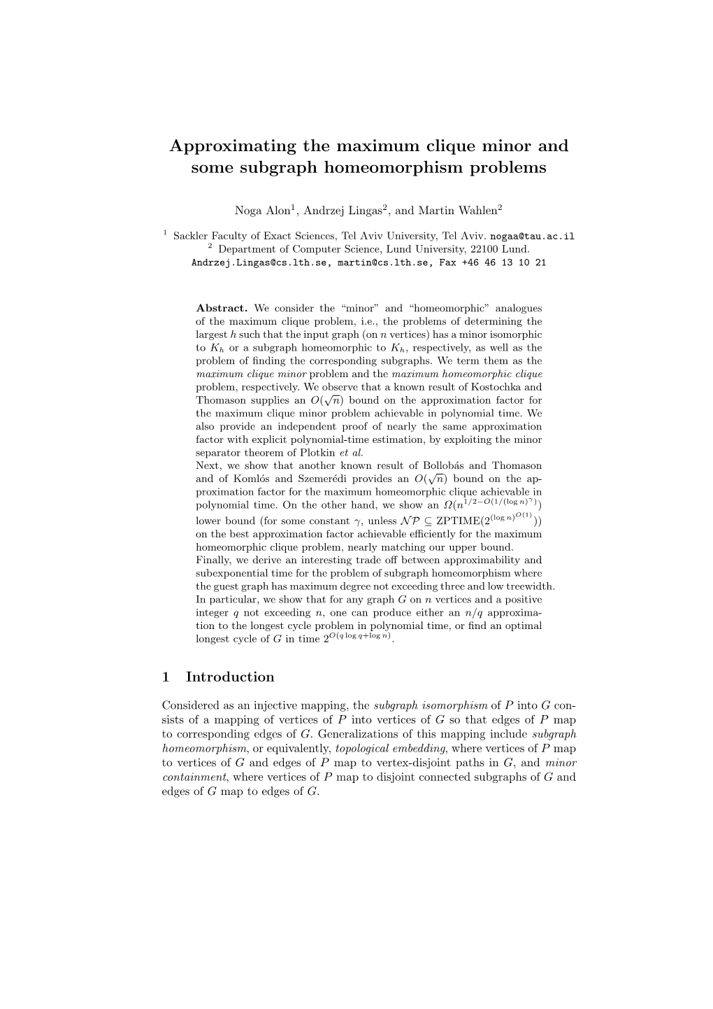 Approximating the Maximum Clique Minor and Some Subgraph Homeomorphism Problems