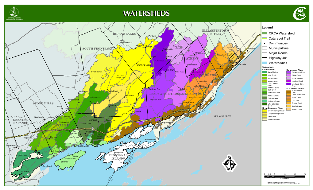 Watersheds R Lyn Creek E C Lyndhurst N Lake Ontario Gananoque River ! Re Devil Lake Area Wiltse Creek W Leeders Creek a Bay of Quinte Gananoque River STLR1 L T