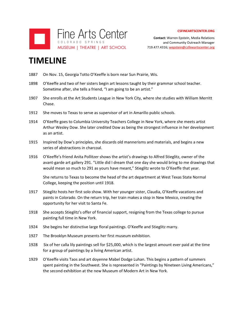 Okeeffe-Timeline.Pdf