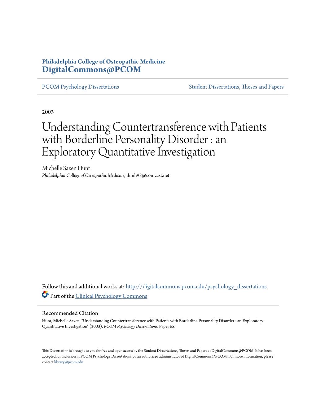 Understanding Countertransference with Patients with Borderline Personality Disorder