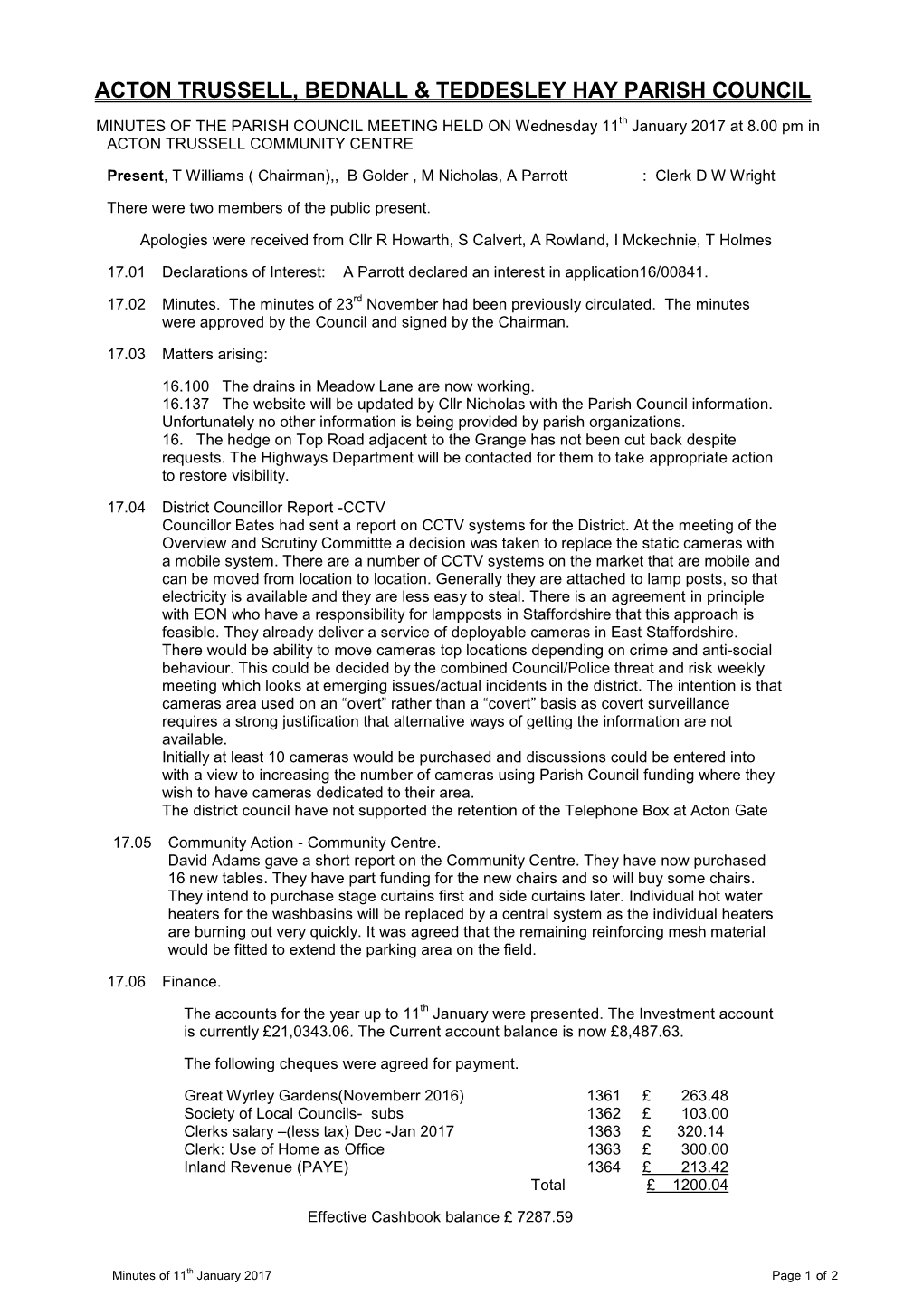 Acton Trussell, Bednall & Teddesley Hay Parish Council