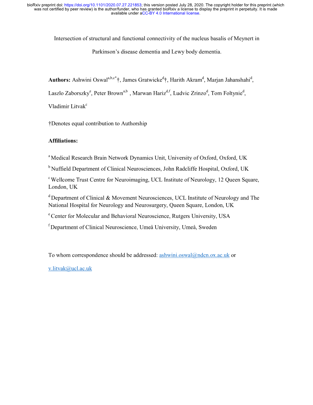 Intersection of Structural and Functional Connectivity of the Nucleus Basalis of Meynert in Parkinson's Disease Dementia and L