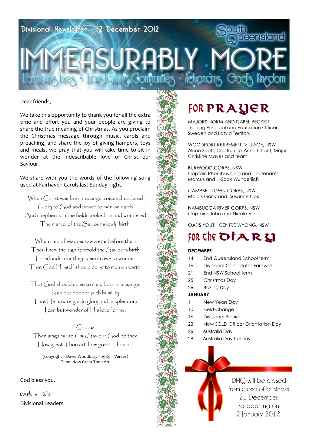 Divisional Newsletter - 1212 Decemberdecember 20122012