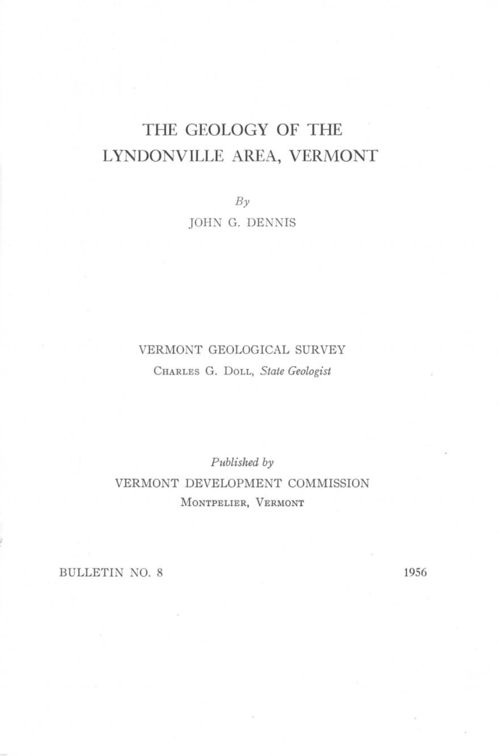 The Geology of the Lyndonville Area, Vermont