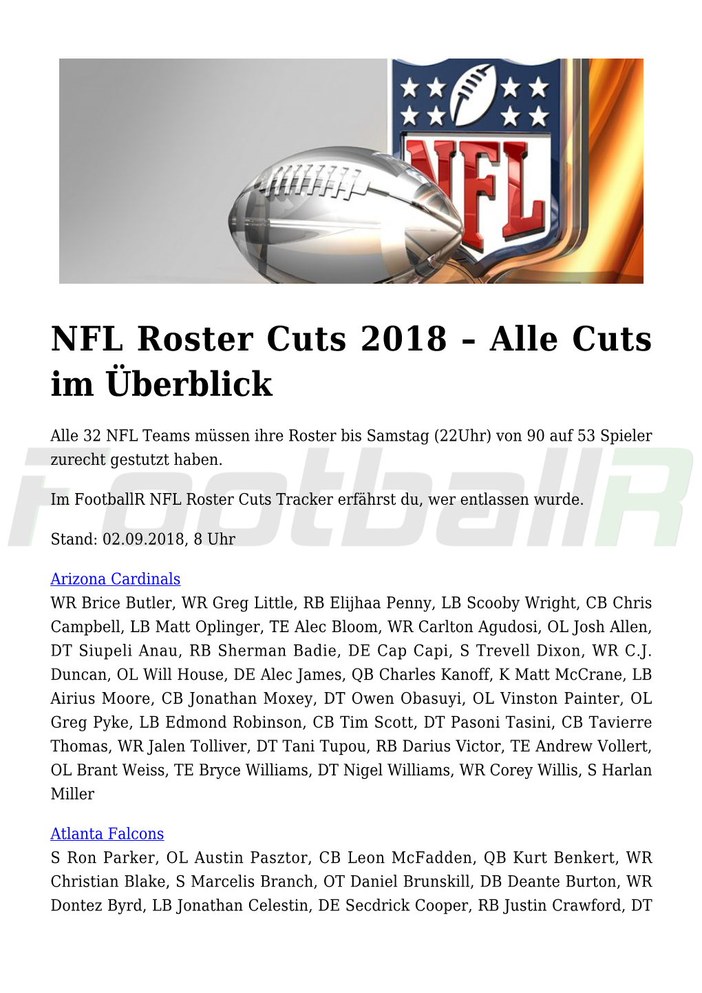 NFL Roster Cuts 2018 –