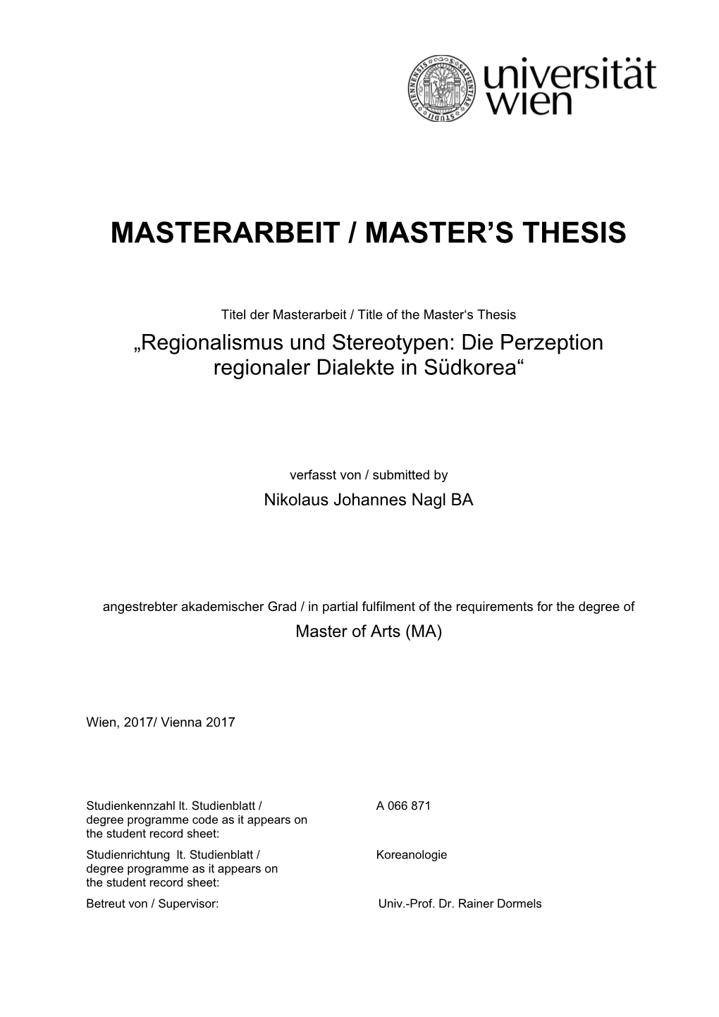 Masterarbeit / Master's Thesis